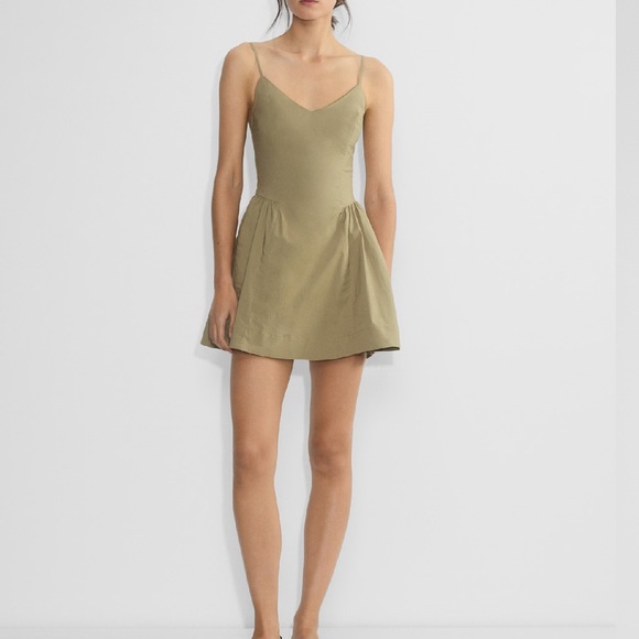 New Aritzia Babaton Technique Poplin Olive Mini Dress - Picture 1 of 6